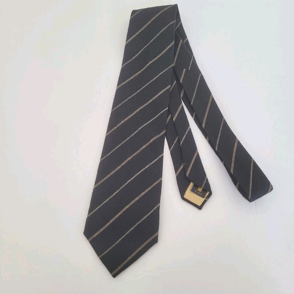 Nino Cerutti Men's Neck Tie Black Stripped Wool Designer Quality Necktie‎ - Picture 1 of 7